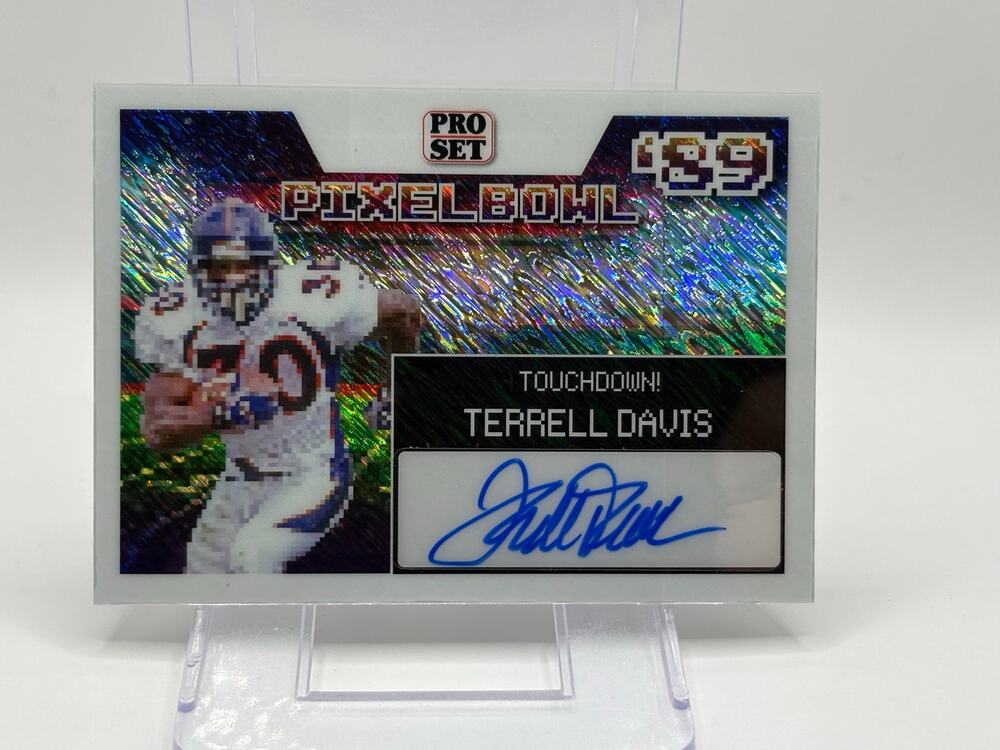 2024 Leaf Collective Terrell Davis Pixel Bowl White Shimmer Auto 3/5 SSP Broncos